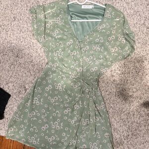 Floral Green Mini Dress